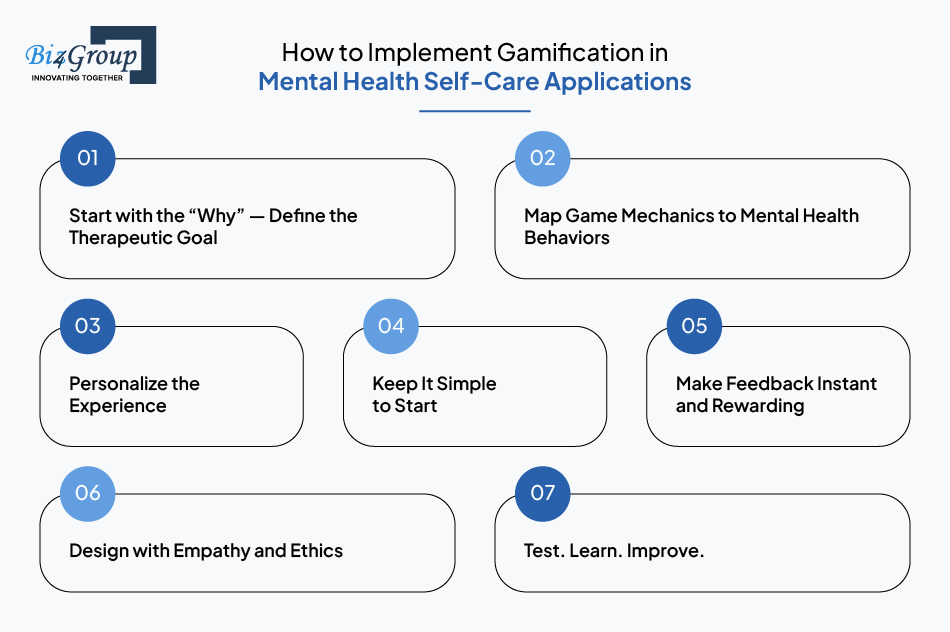 how to implement gamification in mental health self care applications