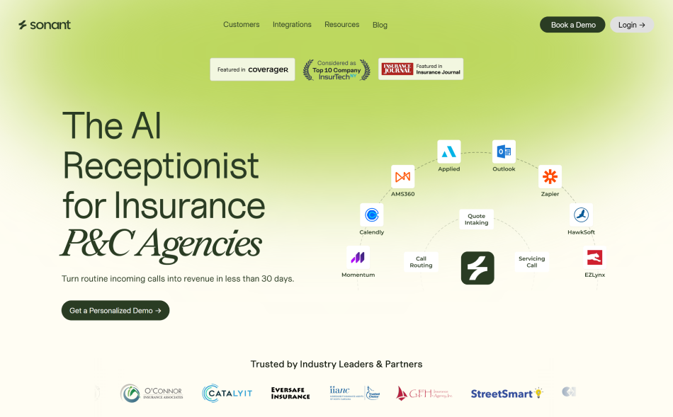 Sonant - an AI voice receptionist platform