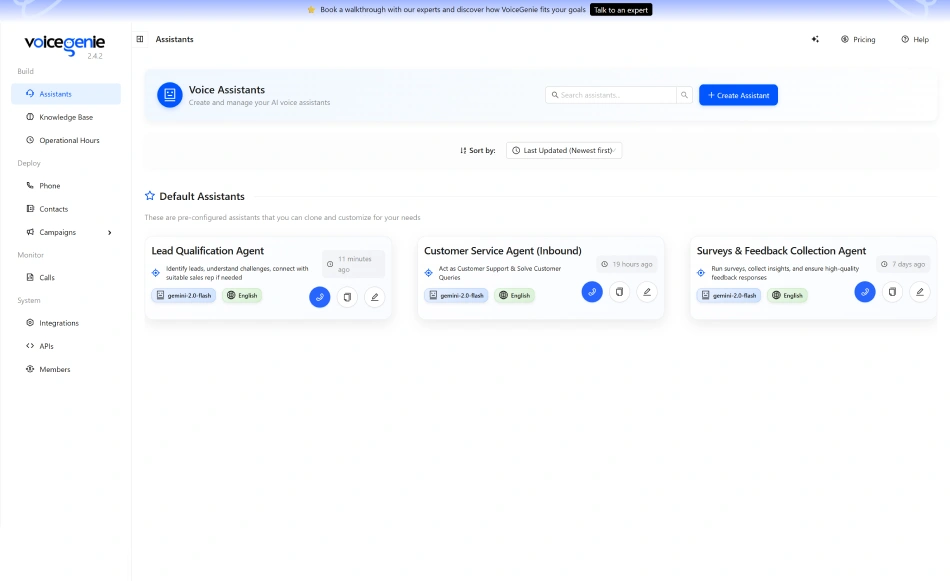 VoiceGenie - a conversational voice AI platform